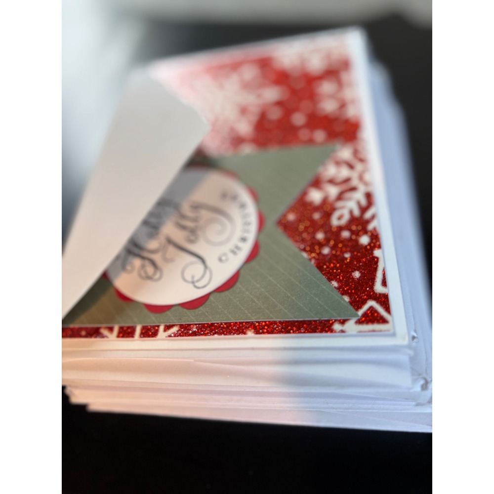 17 Handmade Christmas Holiday Cards Assorted Designs Glitter Plaid Humorous Set